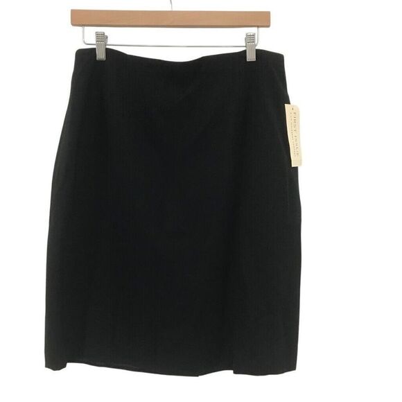 Liz Claiborne Polyester Pencil Skirt Size 14 Black Lined Back Slit Back Zip NWT - Picture 1 of 4